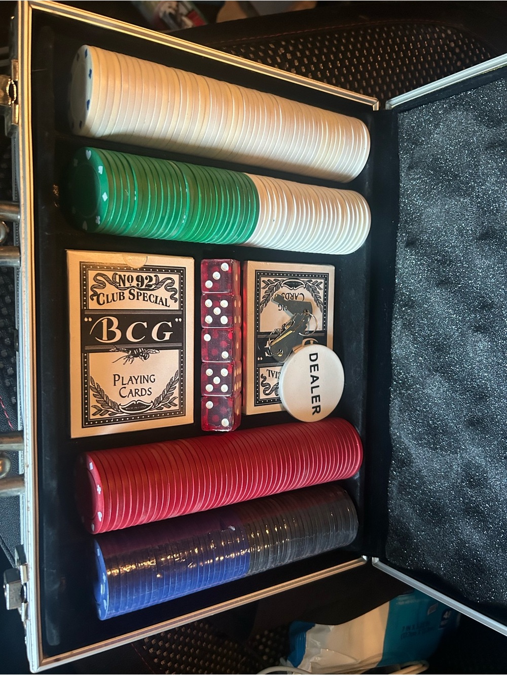 BCG Poker Set with Red, Green, White, Black & Blue Chips